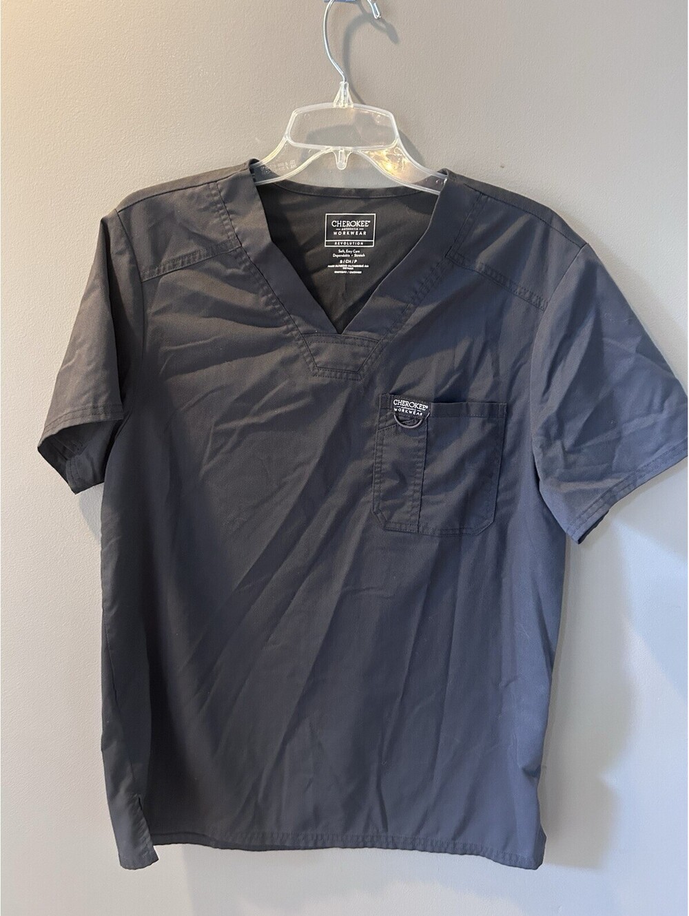 Cherokee Workwear Professionals Scrub Top Gray Solid Unisex Medical Size S